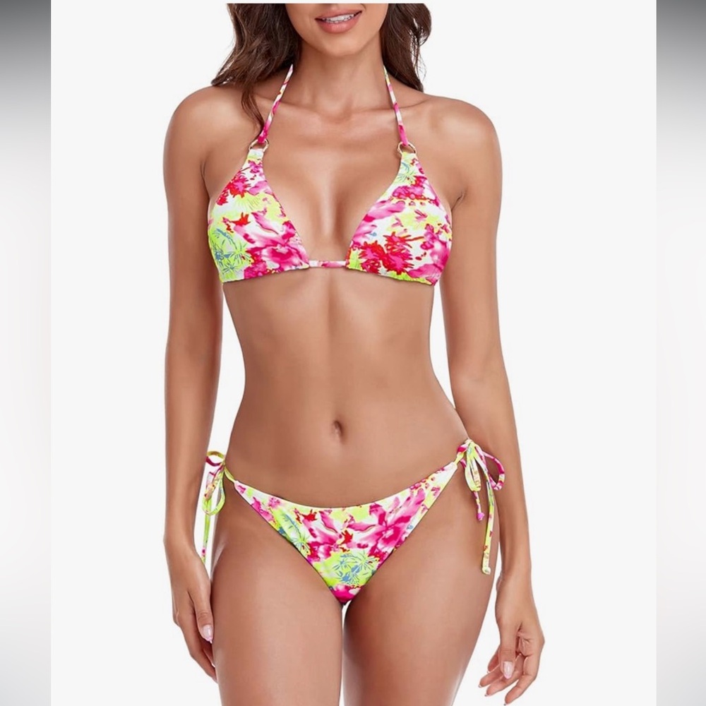 RELLECIGA Pink and Yellow Floral Bikini